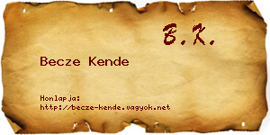 Becze Kende névjegykártya